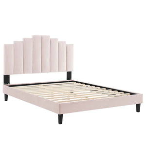 Elise Queen Performance Velvet Platform Bed Pink MOD-6692-PNK