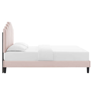 Elise Queen Performance Velvet Platform Bed Pink MOD-6692-PNK