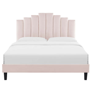 Elise Queen Performance Velvet Platform Bed Pink MOD-6692-PNK