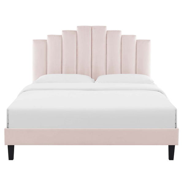 Elise Queen Performance Velvet Platform Bed Pink MOD-6692-PNK