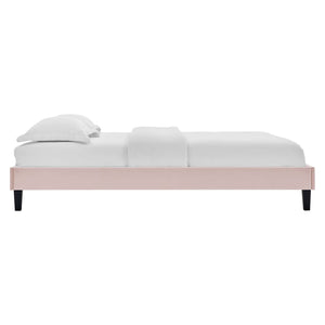 Elise Queen Performance Velvet Platform Bed Pink MOD-6692-PNK