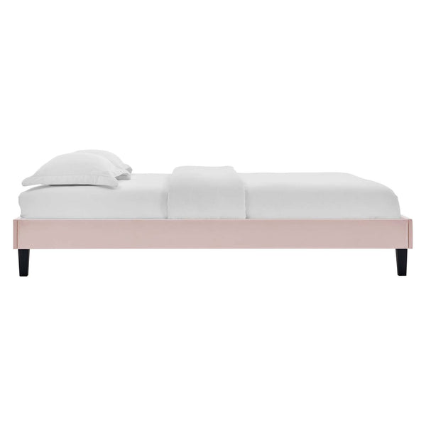 Elise Queen Performance Velvet Platform Bed Pink MOD-6692-PNK