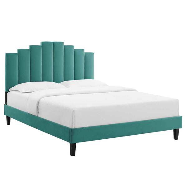 Elise Queen Performance Velvet Platform Bed Teal MOD-6692-TEA