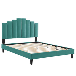 Elise Queen Performance Velvet Platform Bed Teal MOD-6692-TEA