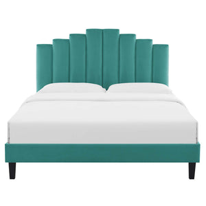 Elise Queen Performance Velvet Platform Bed Teal MOD-6692-TEA