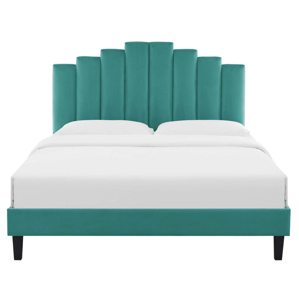 Elise Queen Performance Velvet Platform Bed Teal MOD-6692-TEA