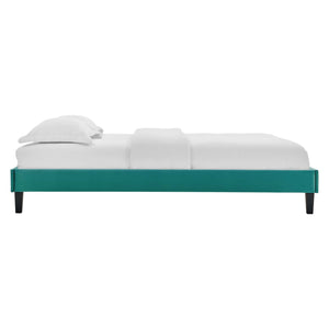 Elise Queen Performance Velvet Platform Bed Teal MOD-6692-TEA
