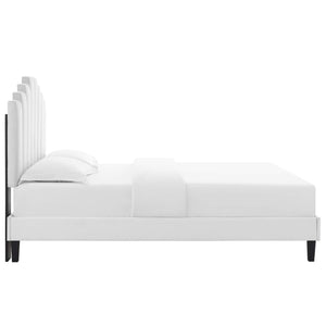 Elise Queen Performance Velvet Platform Bed White MOD-6692-WHI