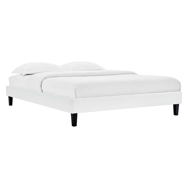 Elise Queen Performance Velvet Platform Bed White MOD-6692-WHI