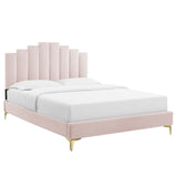 Elise Queen Performance Velvet Platform Bed Pink MOD-6693-PNK