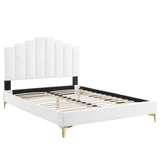 Elise Queen Performance Velvet Platform Bed White MOD-6693-WHI