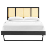 Kelsea Cane and Wood Full Platform Bed With Angular Legs Black MOD-6695-BLK