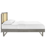 Kelsea Cane and Wood Full Platform Bed With Angular Legs Gray MOD-6695-GRY