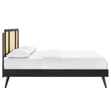 Kelsea Cane and Wood Full Platform Bed With Splayed Legs Black MOD-6696-BLK