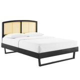 Sierra Cane and Wood Full Platform Bed With Angular Legs Black MOD-6699-BLK