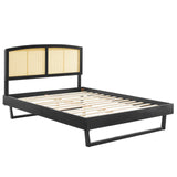 Sierra Cane and Wood Full Platform Bed With Angular Legs Black MOD-6699-BLK