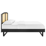 Sierra Cane and Wood Full Platform Bed With Angular Legs Black MOD-6699-BLK