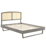 Sierra Cane and Wood Full Platform Bed With Angular Legs Gray MOD-6699-GRY