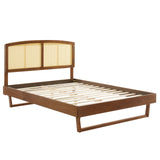 Sierra Cane and Wood Full Platform Bed With Angular Legs Walnut MOD-6699-WAL