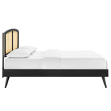 Sierra Cane and Wood Full Platform Bed With Splayed Legs Black MOD-6700-BLK