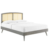 Sierra Cane and Wood Full Platform Bed With Splayed Legs Gray MOD-6700-GRY