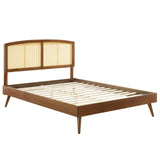 Sierra Cane and Wood Full Platform Bed With Splayed Legs Walnut MOD-6700-WAL