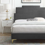 Lindsey Performance Velvet Queen Platform Bed Charcoal MOD-6703-CHA