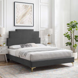 Lindsey Performance Velvet Queen Platform Bed Charcoal MOD-6703-CHA