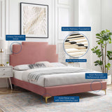 Lindsey Performance Velvet Queen Platform Bed Dusty Rose MOD-6703-DUS