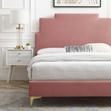 Lindsey Performance Velvet Queen Platform Bed Dusty Rose MOD-6703-DUS