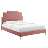 Lindsey Performance Velvet Queen Platform Bed Dusty Rose MOD-6703-DUS