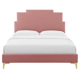 Lindsey Performance Velvet Queen Platform Bed Dusty Rose MOD-6703-DUS