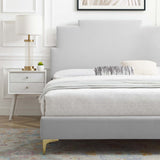 Lindsey Performance Velvet Queen Platform Bed Light Gray MOD-6703-LGR