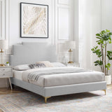 Lindsey Performance Velvet Queen Platform Bed Light Gray MOD-6703-LGR