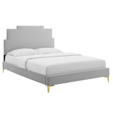 Lindsey Performance Velvet Queen Platform Bed Light Gray MOD-6703-LGR