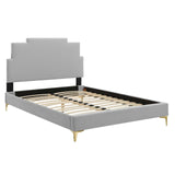 Lindsey Performance Velvet Queen Platform Bed Light Gray MOD-6703-LGR