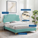 Lindsey Performance Velvet Queen Platform Bed Mint MOD-6703-MIN