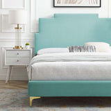 Lindsey Performance Velvet Queen Platform Bed Mint MOD-6703-MIN