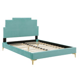 Lindsey Performance Velvet Queen Platform Bed Mint MOD-6703-MIN