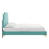 Lindsey Performance Velvet Queen Platform Bed Mint MOD-6703-MIN