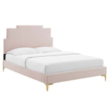 Lindsey Performance Velvet Queen Platform Bed Pink MOD-6703-PNK