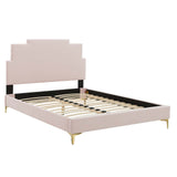 Lindsey Performance Velvet Queen Platform Bed Pink MOD-6703-PNK