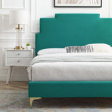 Lindsey Performance Velvet Queen Platform Bed Teal MOD-6703-TEA