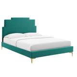 Lindsey Performance Velvet Queen Platform Bed Teal MOD-6703-TEA