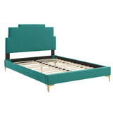 Lindsey Performance Velvet Queen Platform Bed Teal MOD-6703-TEA