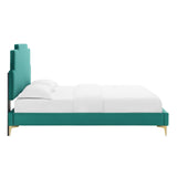 Lindsey Performance Velvet Queen Platform Bed Teal MOD-6703-TEA