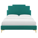 Lindsey Performance Velvet Queen Platform Bed Teal MOD-6703-TEA