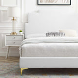 Lindsey Performance Velvet Queen Platform Bed White MOD-6703-WHI