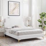 Lindsey Performance Velvet Queen Platform Bed White MOD-6703-WHI