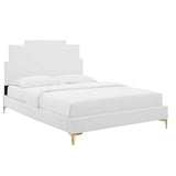 Lindsey Performance Velvet Queen Platform Bed White MOD-6703-WHI